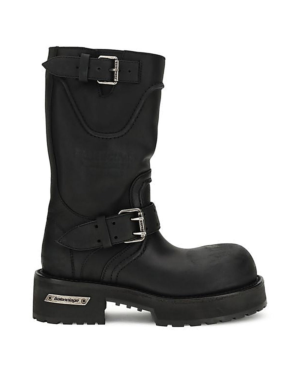 Balenciaga Black Calf Leather Bos Taurus Lace-Up Boots