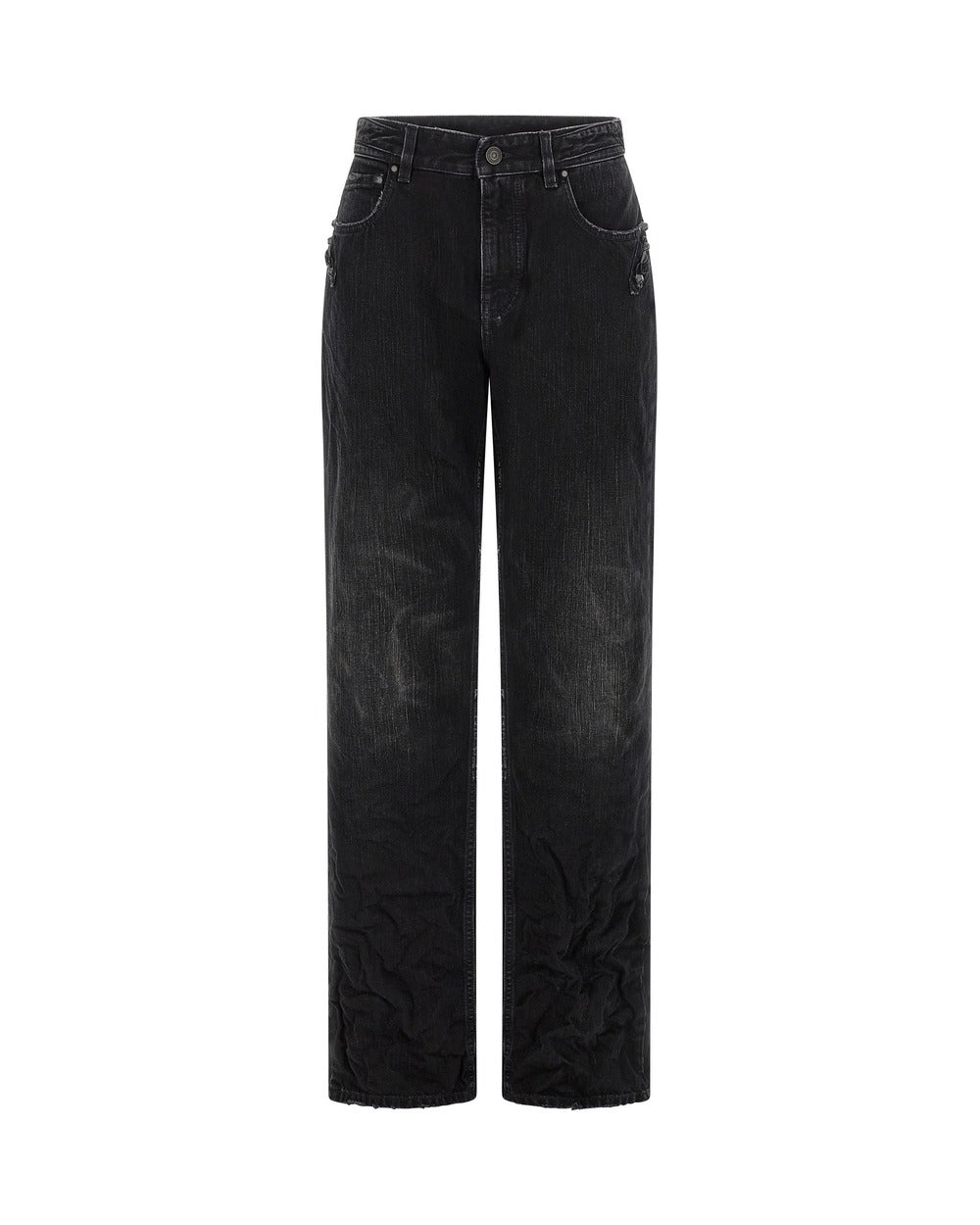 Balenciaga Black Cotton Straight-Leg Jeans