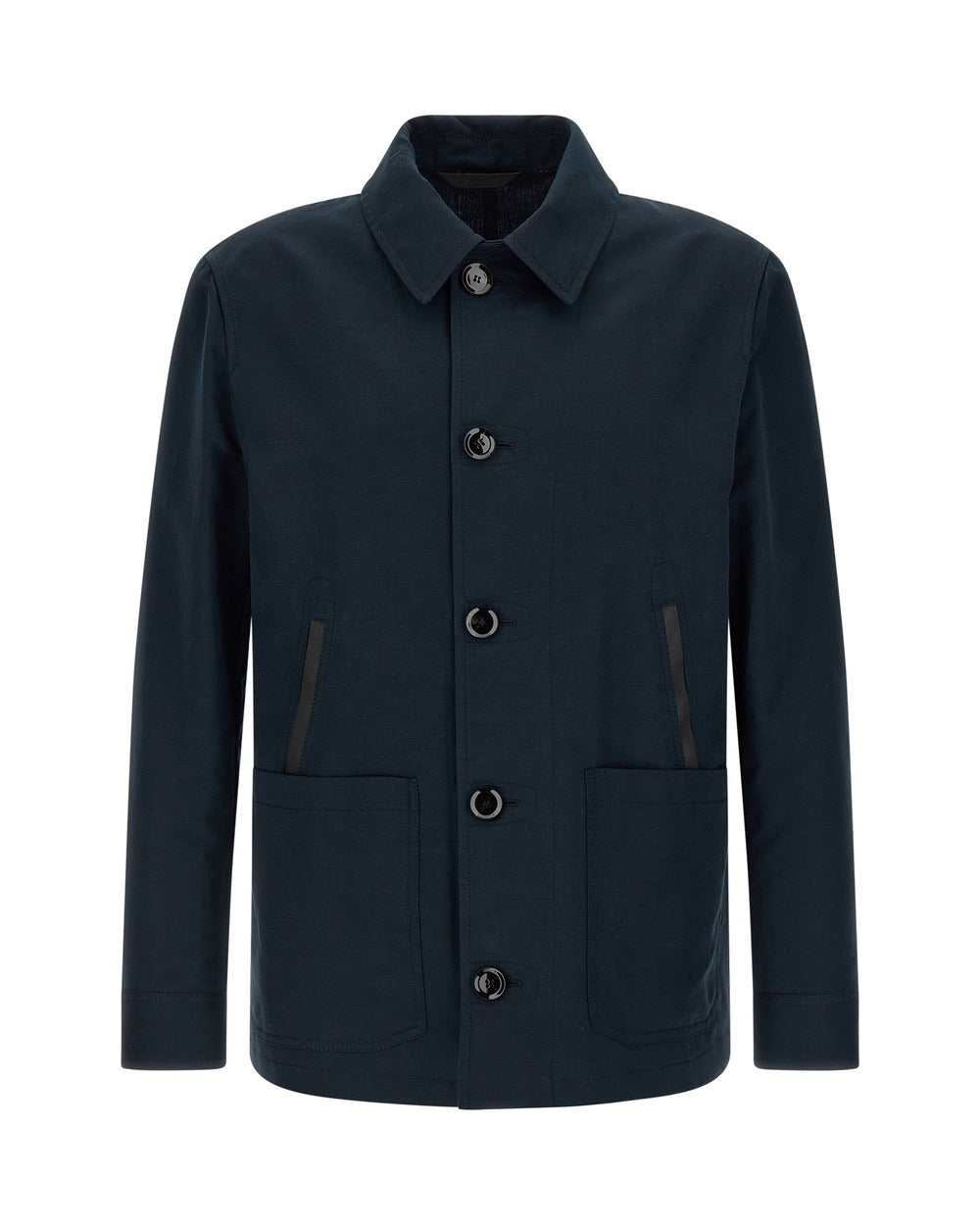 Brioni Blue Linen Full-Length Jacket