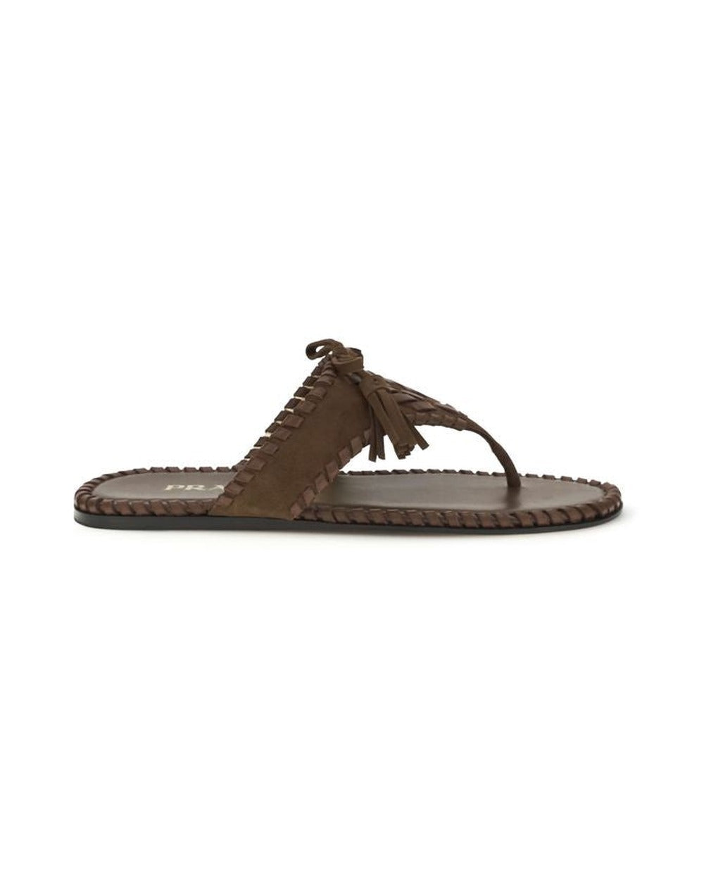 Prada Brown Calf Leather Bos Taurus Flat Sandals