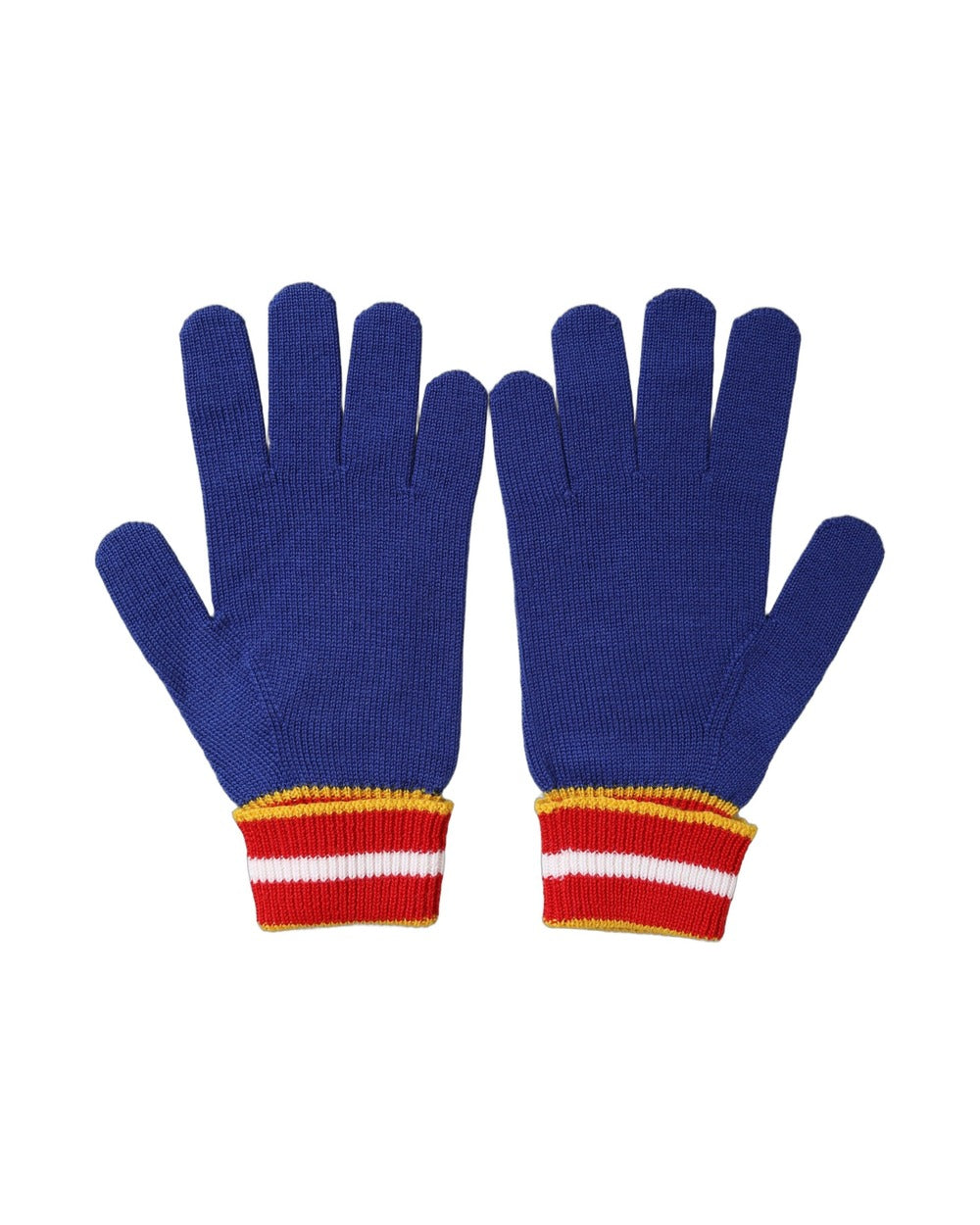 Dolce & Gabbana Blue Striped Wool DG Logo Embroidered Gloves