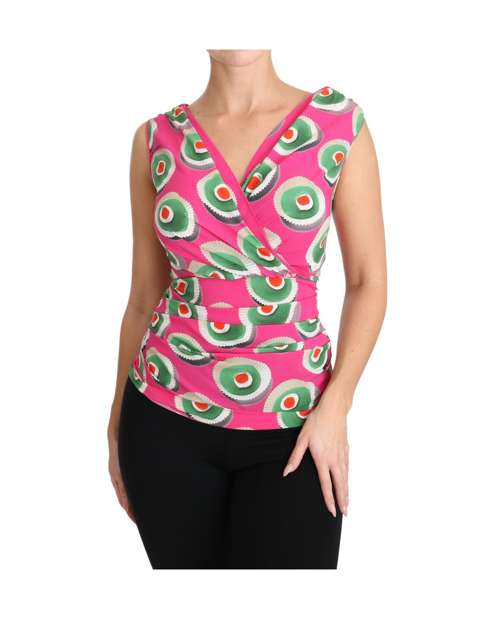 Dolce & Gabbana Pink Silk Stretch Sicilian Cake Top
