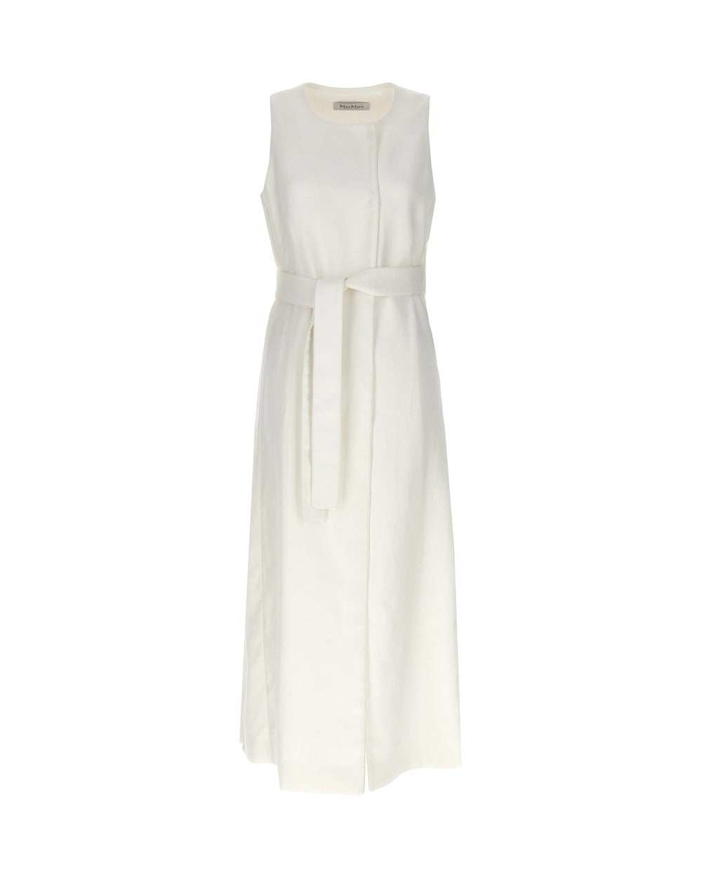 Max Mara White Flax Sleeveless Jacket