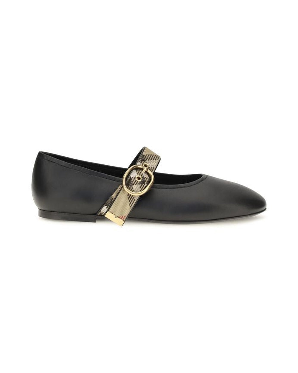 Burberry Black Calf Leather Bos Taurus Ballet Flats