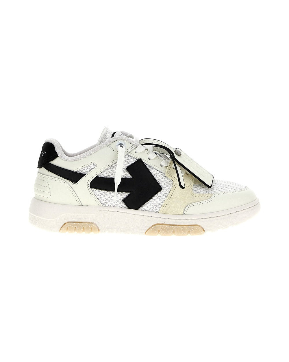 Off-White Bicolor Bovine Leather Athletic Sneakers