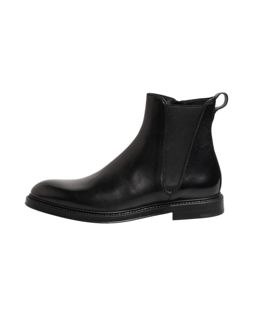 Dolce & Gabbana Black Chelsea Leather Mid Calf Boots Shoes