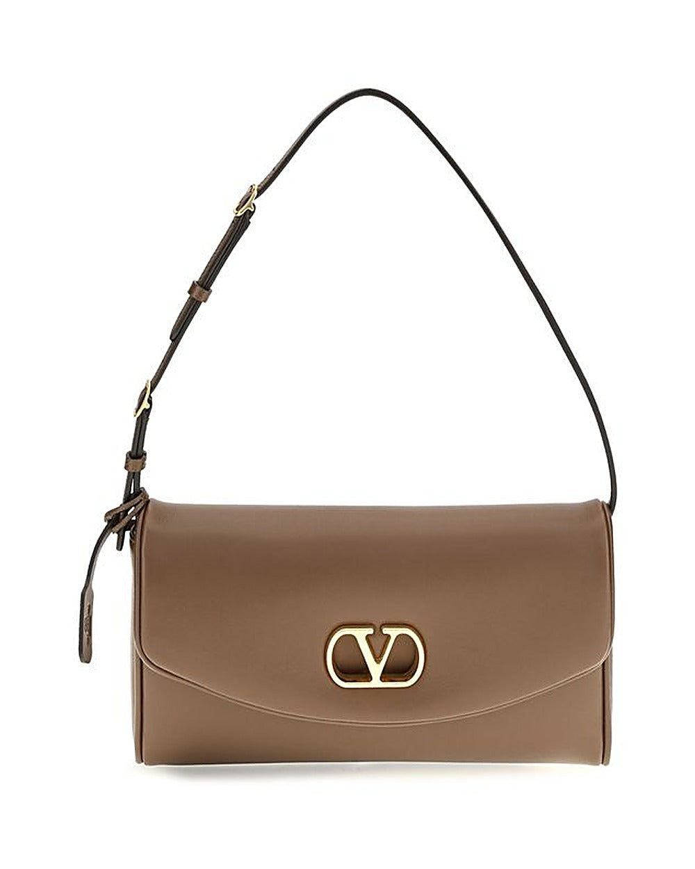 Valentino Garavani Brown Calf Leather Bos Taurus Shoulder Bag