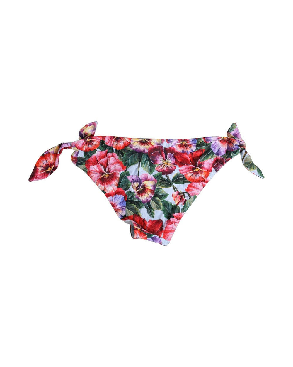 Dolce & Gabbana White Floral Print Nylon Beachwear Bikini Bottom