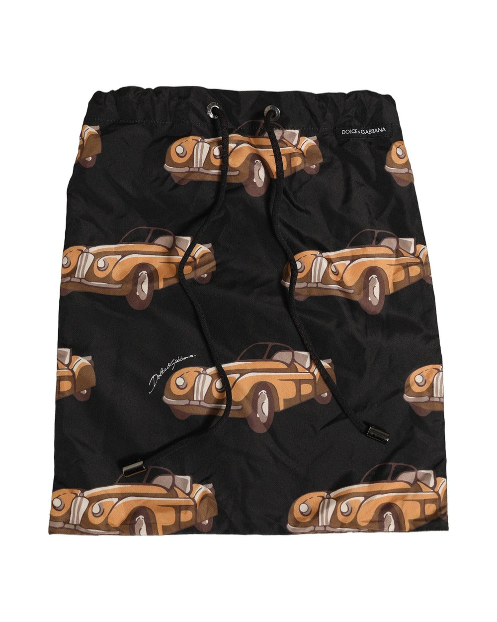 Dolce & Gabbana Black Car Print Swim Trunk Beachwear Swimwear
