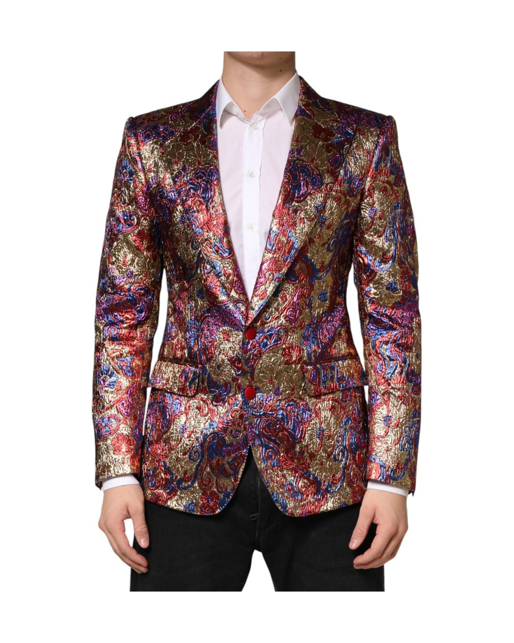 Dolce & Gabbana Multicolor Jacquard Single Breasted Blazer