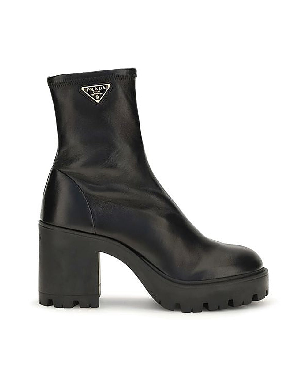 Prada Black Calf Leather Bos Taurus Ankle Boots