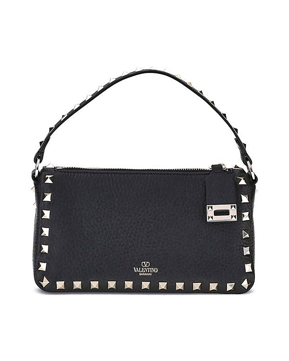 Valentino Garavani Black Calf Leather Bos Taurus Shoulder Bag