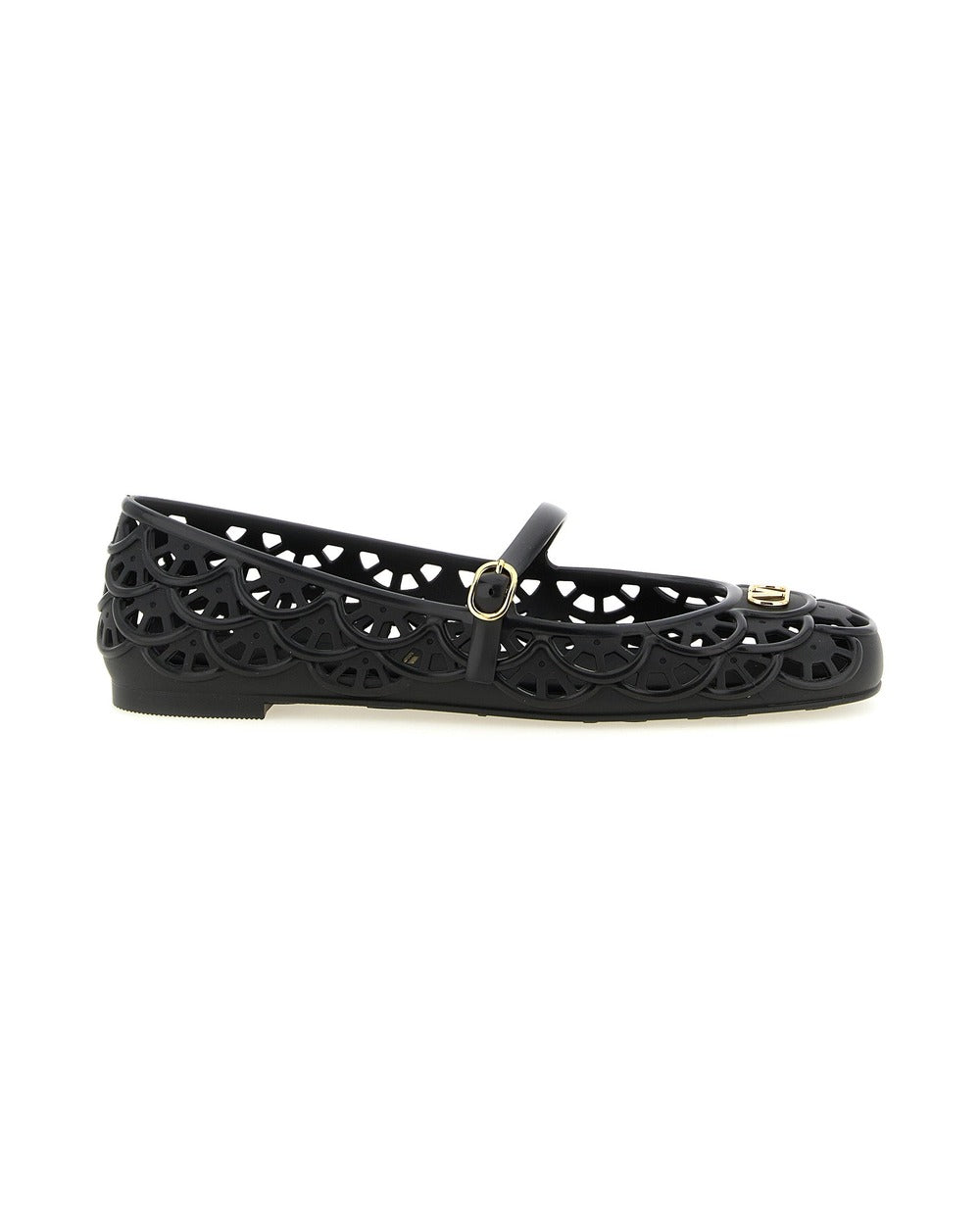 Valentino Garavani Black Polyvinyl Ballet Flats