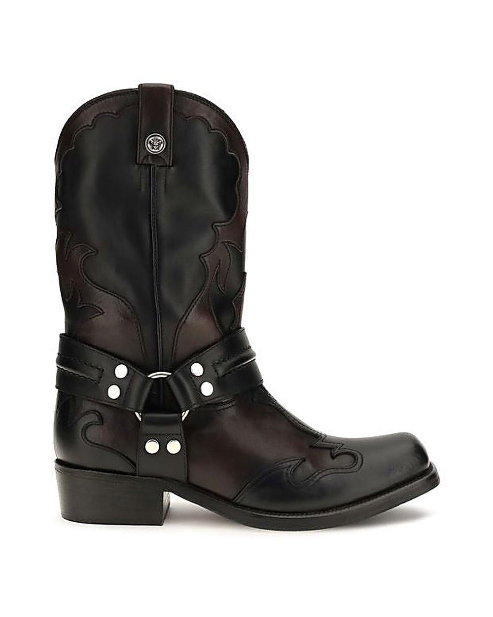 Versace Black Calf Leather Bos Taurus Ankle Boots