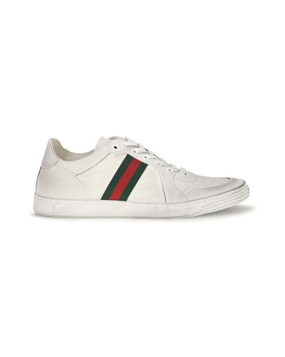 Gucci White Calf Leather Bos Taurus Low Top Sneakers