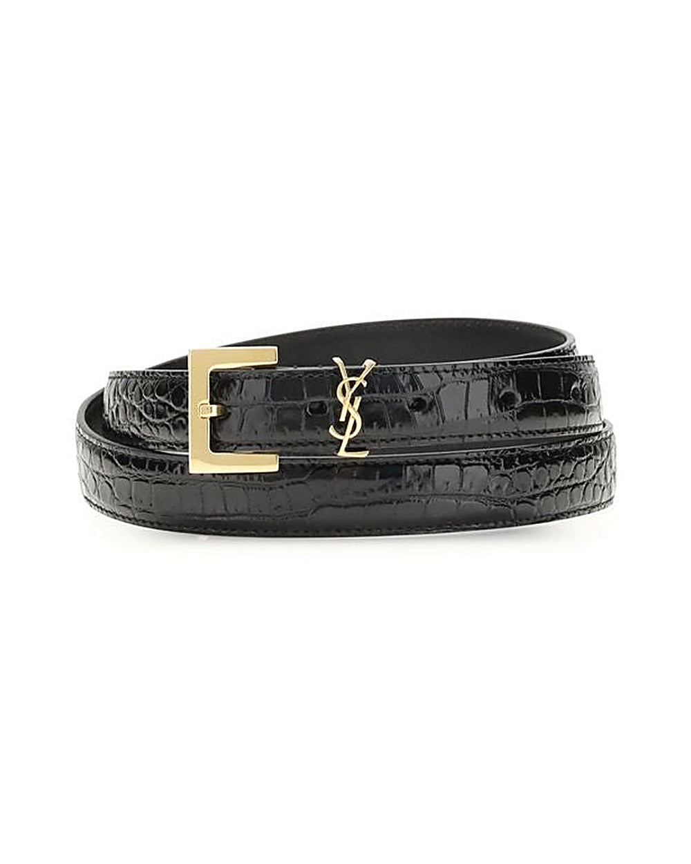 Saint Laurent Black Calf Leather Bos Taurus Regular Belt