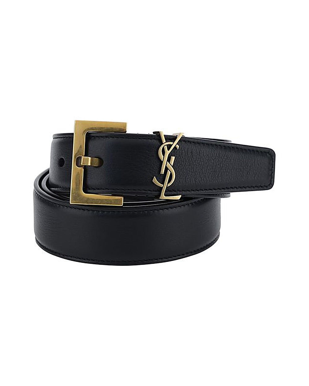 Saint Laurent Black Calf Leather Bos Taurus Regular Belt