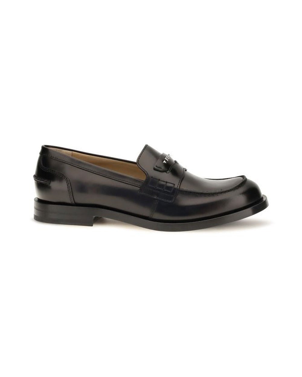 Fendi Black Calf Leather Bos Taurus Slip-On Loafers