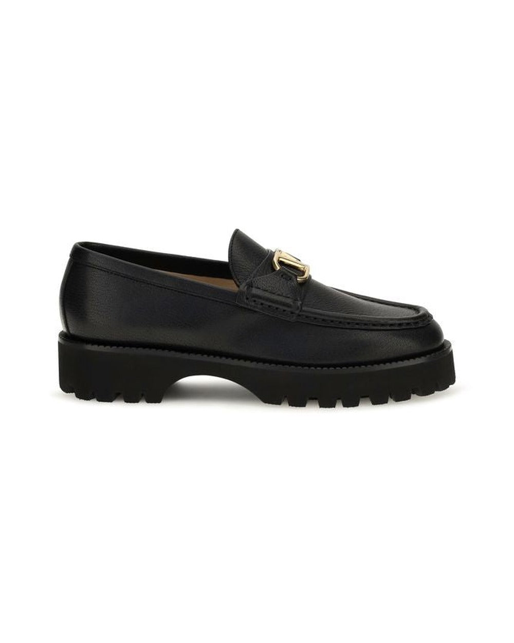 Valentino Garavani Black Calf Leather Bos Taurus Platform Loafers