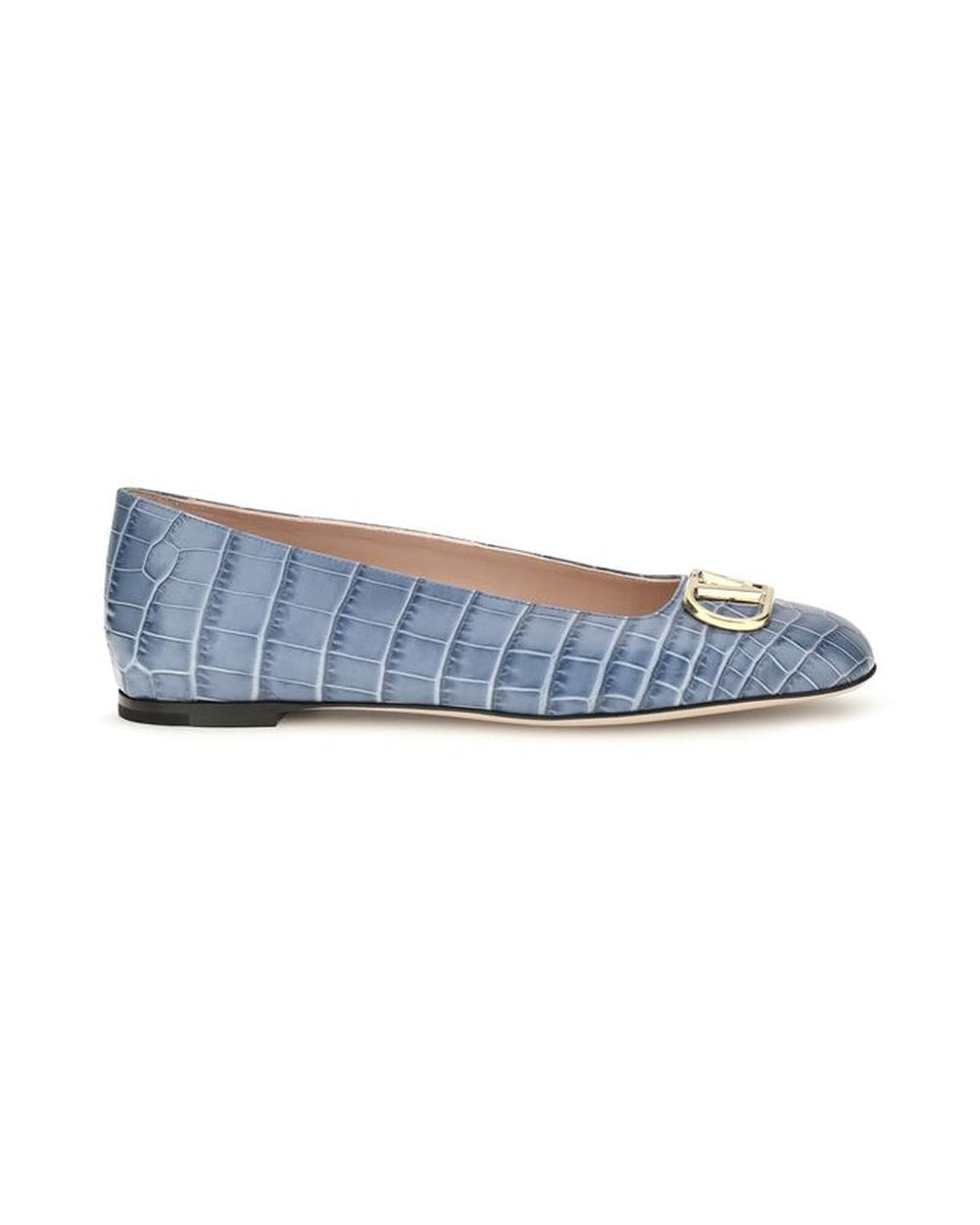 Valentino Garavani Blue Calf Leather Bos Taurus Ballet Flats