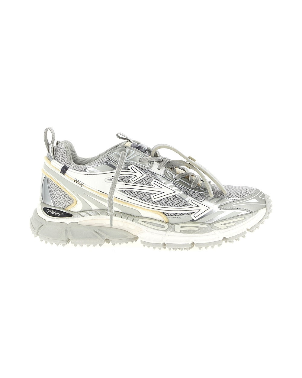 Off-White Silver Polyester Athletic Sneakers