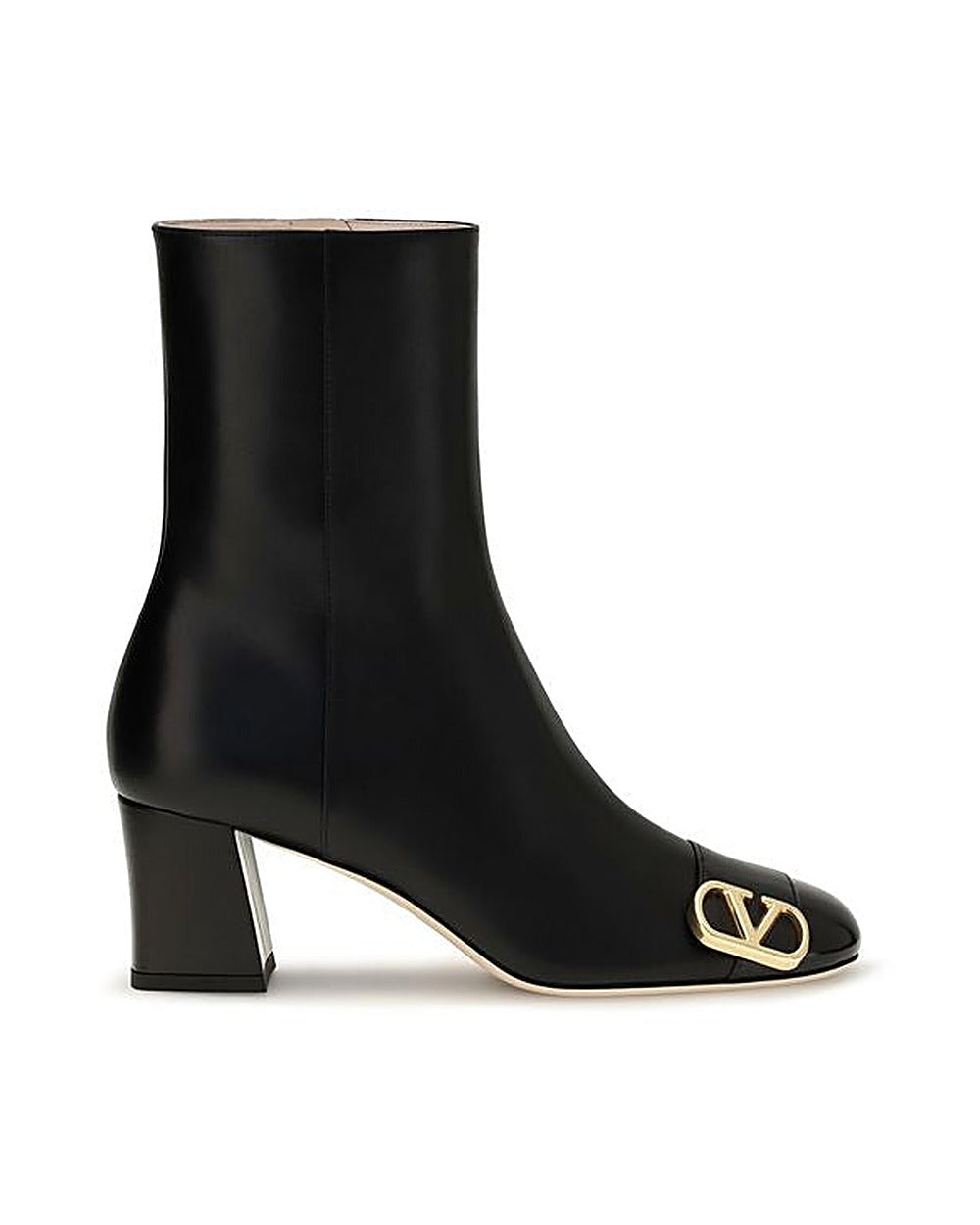 Valentino Garavani Black Calf Leather Bos Taurus Ankle Boots