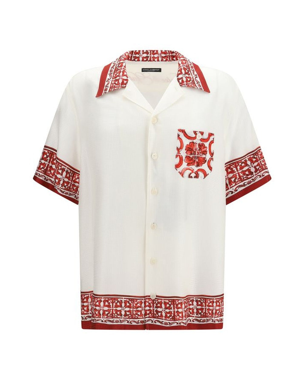 Dolce & Gabbana White Silk Pattern Shirt