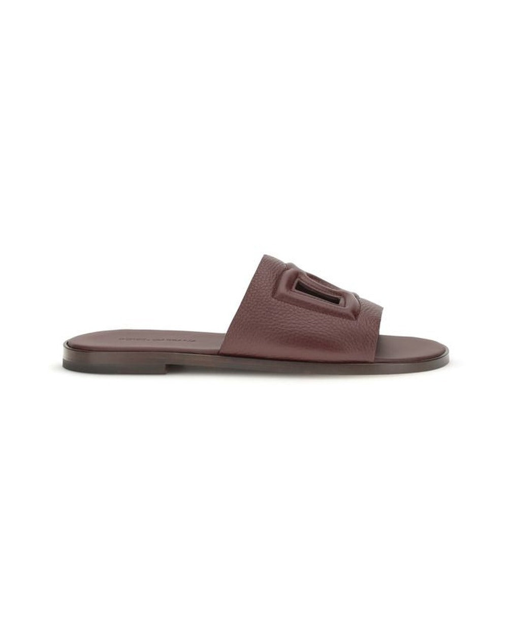 Dolce & Gabbana Brown Calf Leather Bos Taurus Flat Sandals