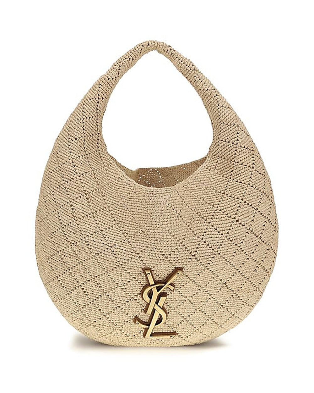 Saint Laurent Beige Raffia Shoulder Bag