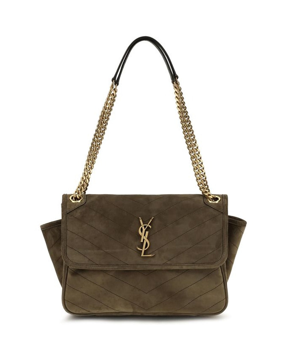 Saint Laurent Bicolor Suede Leather Shoulder Bag
