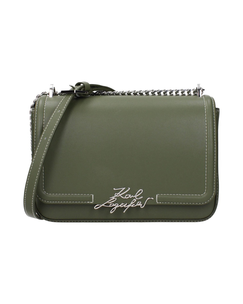 Karl Lagerfeld Green Leather Shoulder Bag