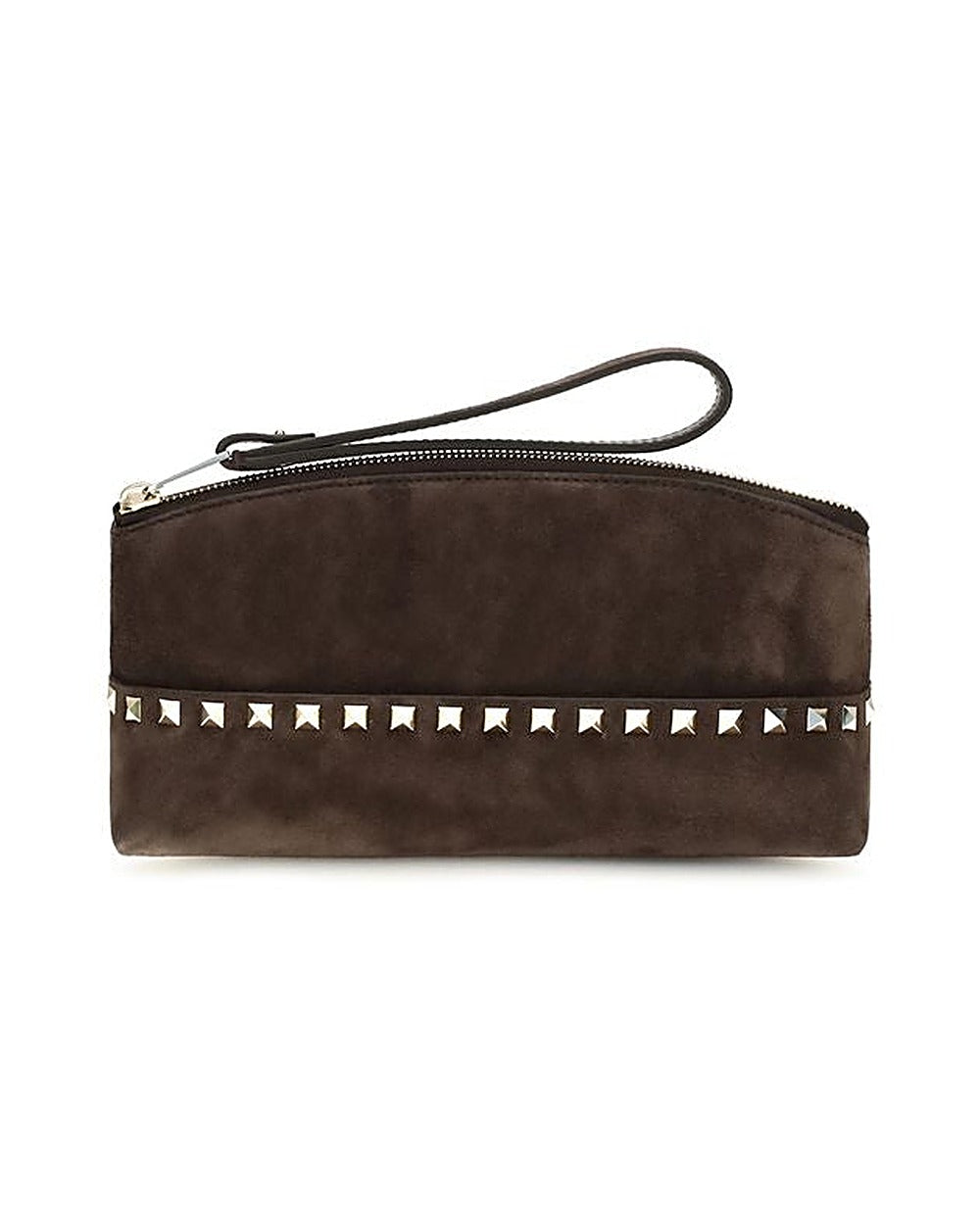 Valentino Garavani Brown Suede Leather Clutch Bag
