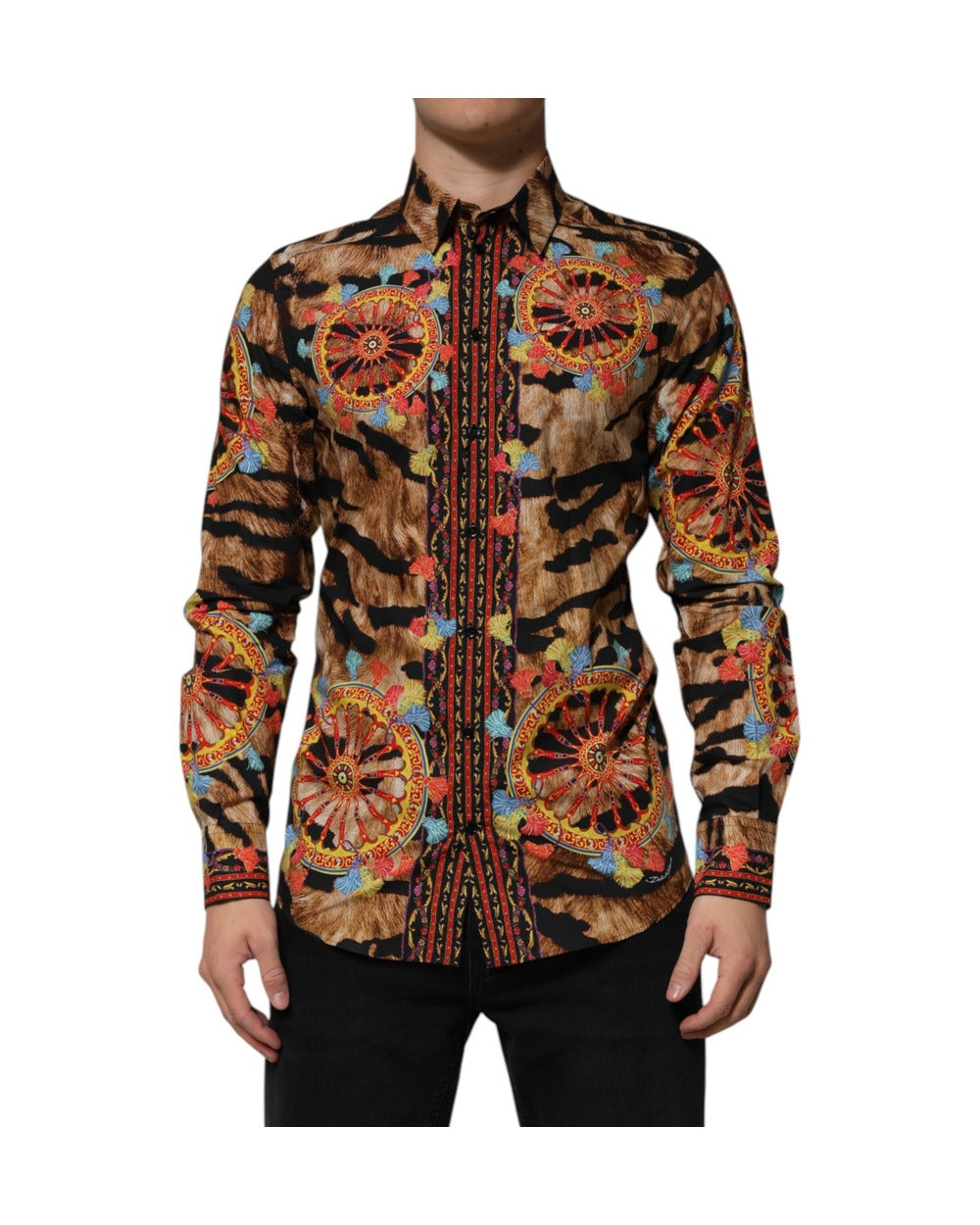 Dolce & Gabbana GOLD Cotton Tiger Carretto Long Sleeve Shirt