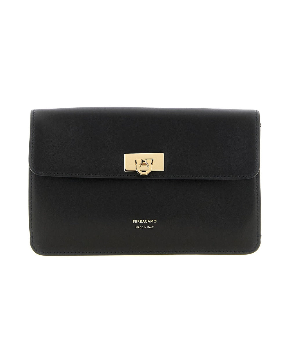 Ferragamo Black Calfskin Clutch Bag
