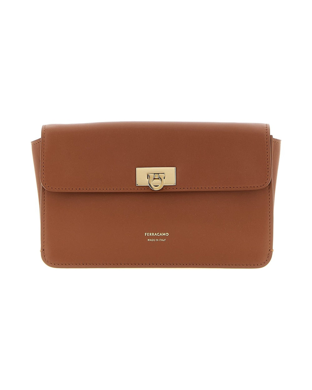 Ferragamo Brown Calfskin Clutch Bag