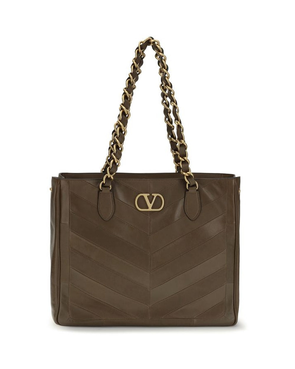 Valentino Garavani Brown Calf Leather Bos Taurus Shoulder Bag