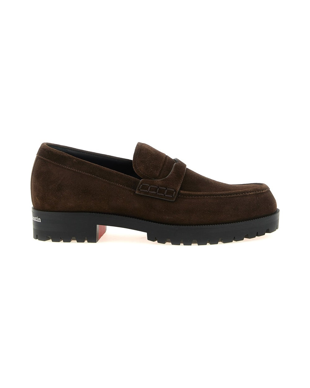 Christian Louboutin Brown Calfskin Slip-On Loafers