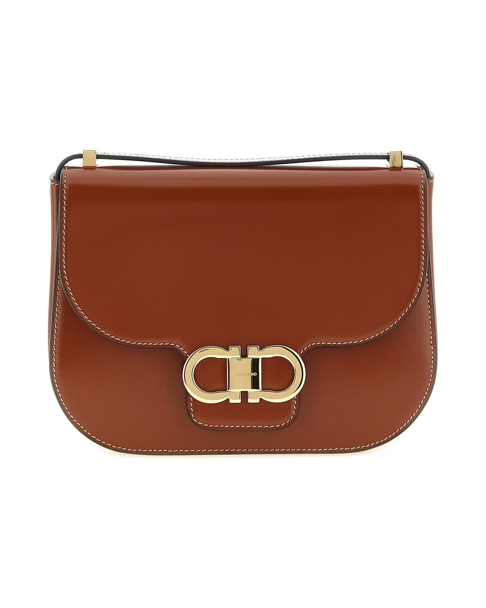 Ferragamo Brown Calfskin Crossbody Bag