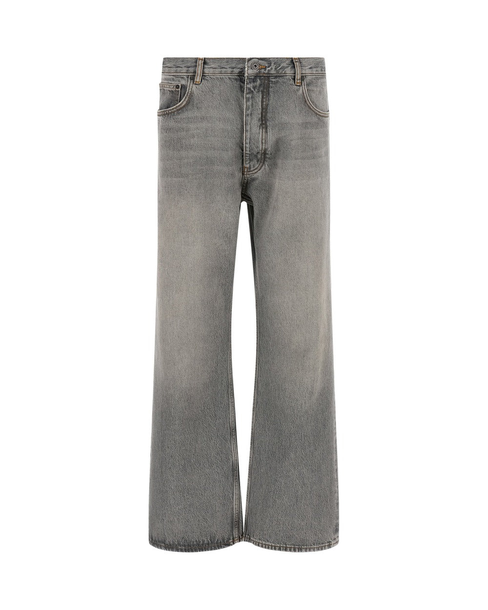 Off-White Gray Cotton Relaxed Fit Jeans