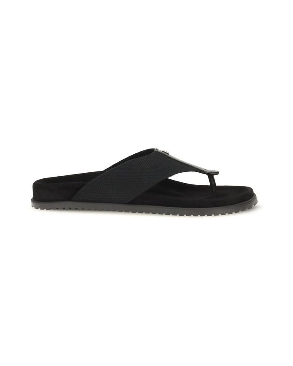 Dolce & Gabbana Black Polyester Flip-Flop Sandals
