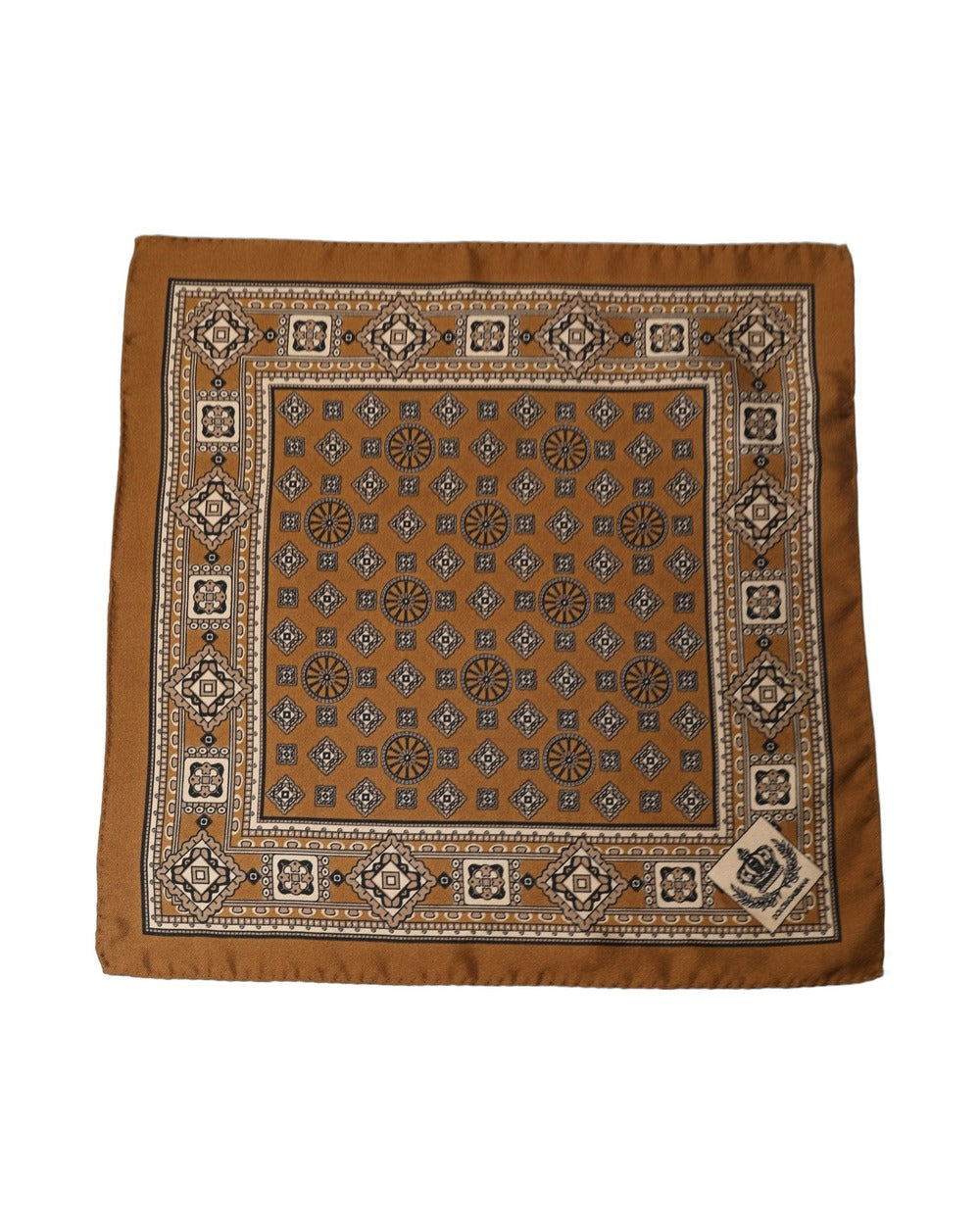 Dolce & Gabbana Brown Geometric Pocket Square Foulard Scarf