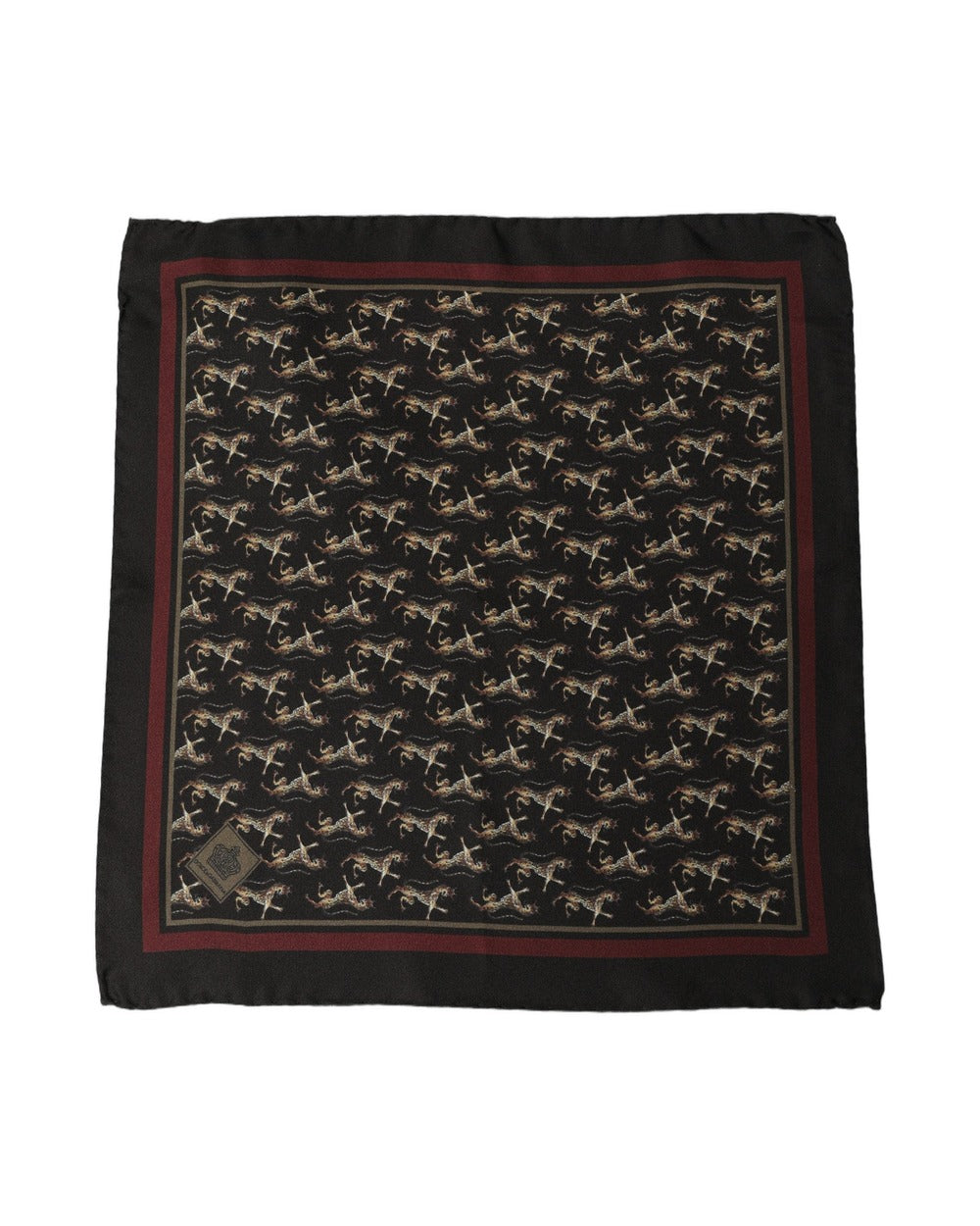 Dolce & Gabbana Black Horse Silk Pocket Square Foulard Scarf