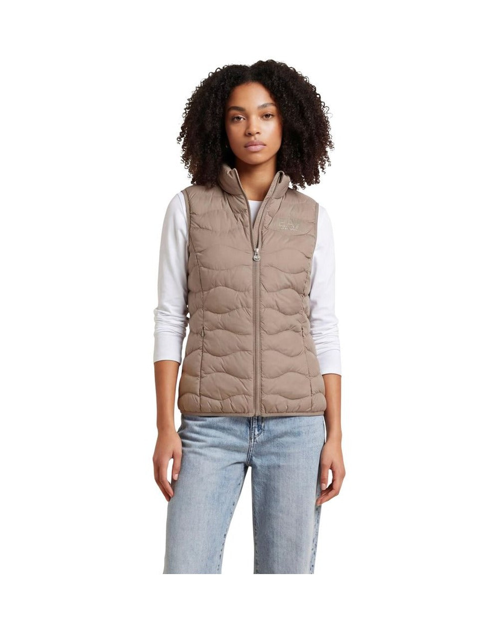EA7 Emporio Armani Beige Polyester Sleeveless Jacket