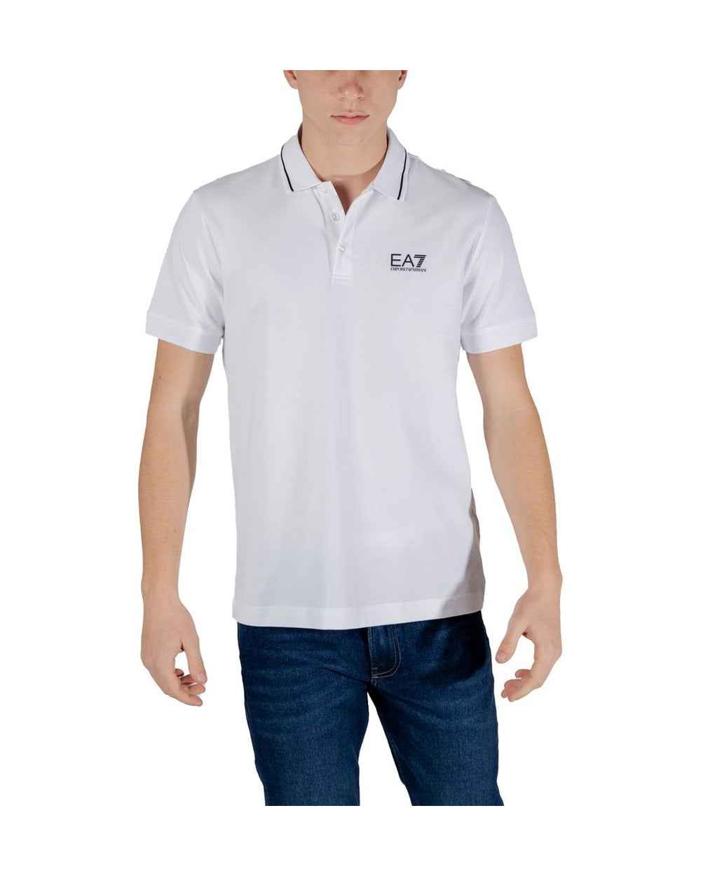 EA7 Emporio Armani White Cotton Polo Shirt