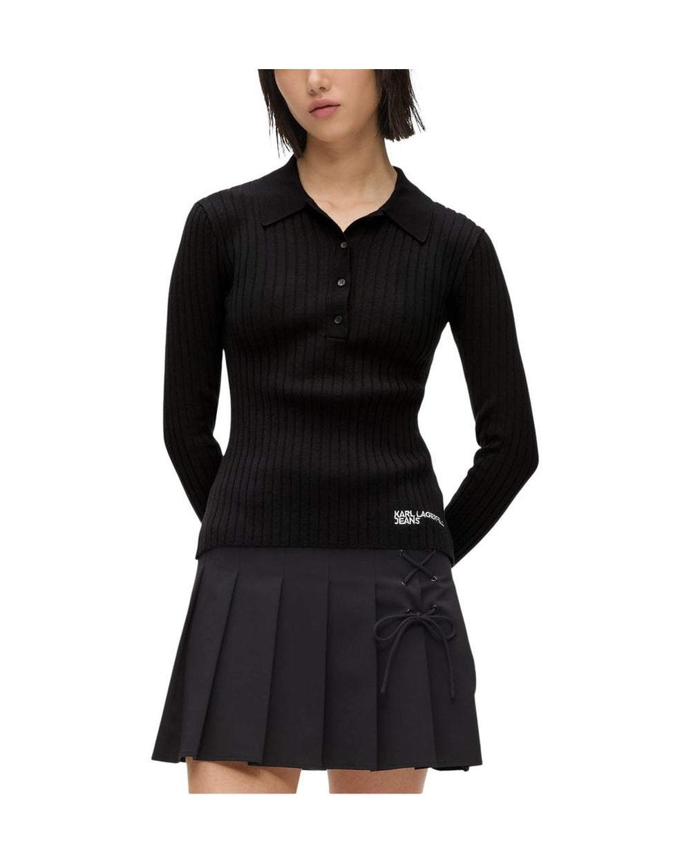 Karl Lagerfeld Black Viscose Long Sleeve T-Shirt