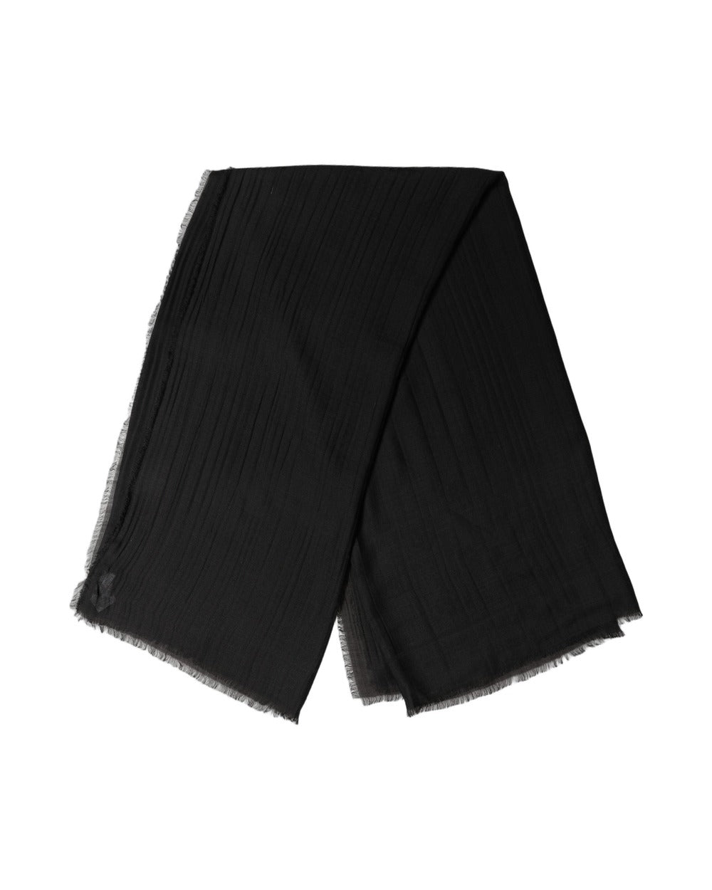 Dolce & Gabbana Black Silk Wool Fringed Men Lace Stole Scarf