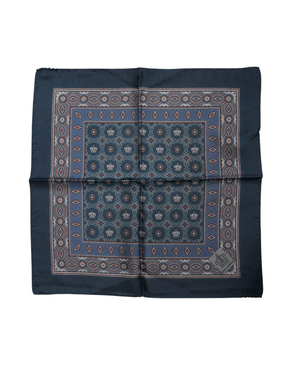 Dolce & Gabbana Blue Printed Silk Square Men Foulard Scarf