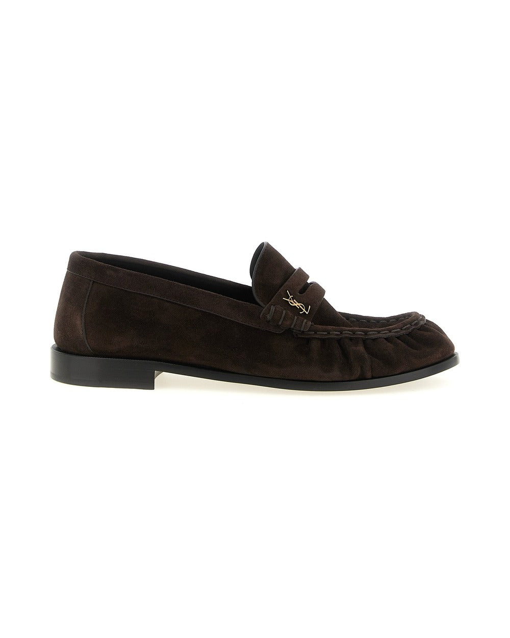Saint Laurent Brown Calfskin Slip-On Loafers