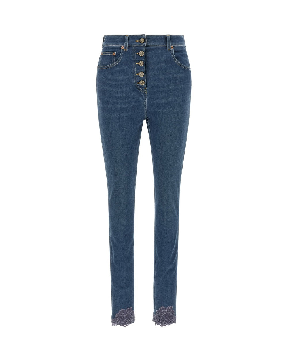Valentino Garavani Blue Lamb Fur High-Waisted Jean