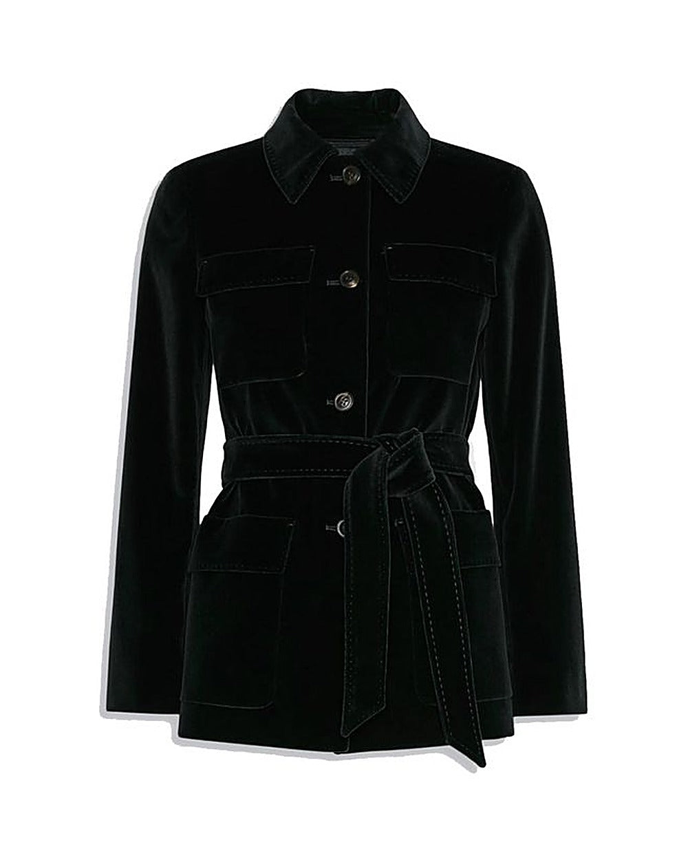 Max Mara Black Cotton Full-Length Jacket